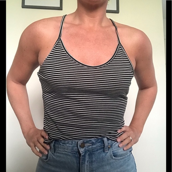 Free People Tops - Black and white ribbed striped tank top